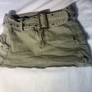 Olive Green Women's Skirt with Belt